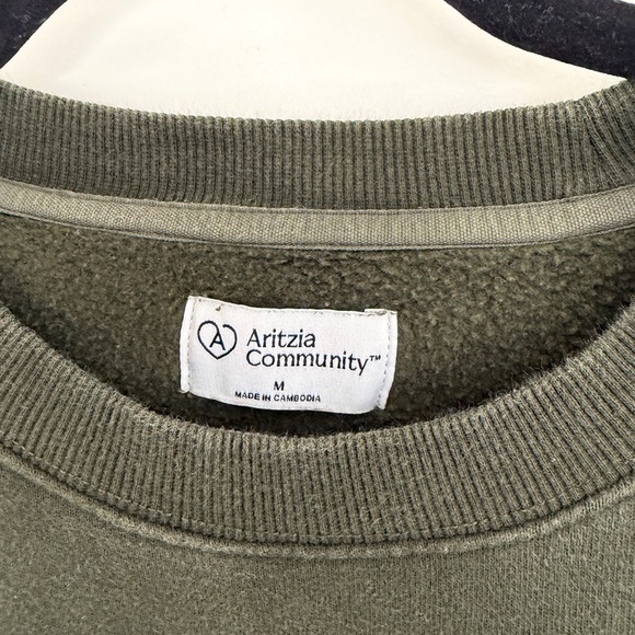 Aritzia Olive Green Crew Neck Sweater Women - Picture 2 of 4